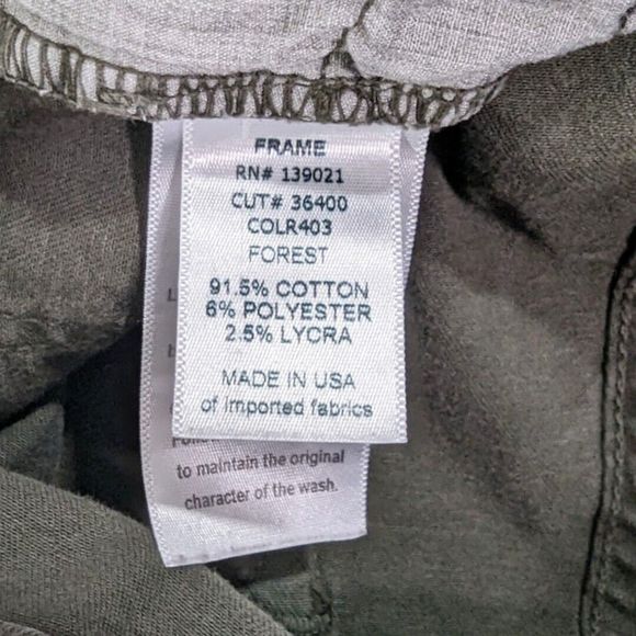 FRAME Womens Mid-rise Le Skinny de Jeanne Jeans Olive‎ Green Destroyed Size 31 - Picture 7 of 7